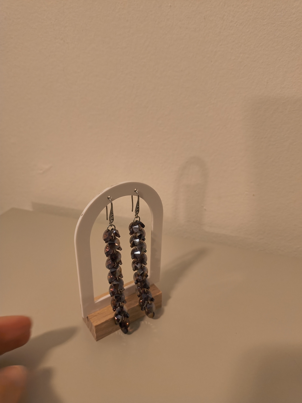Beaded Drop Earrings in Smoky Gray